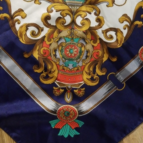 VTG 1980s Turquoise Gold County Western Scarf - Picture 5 of 8